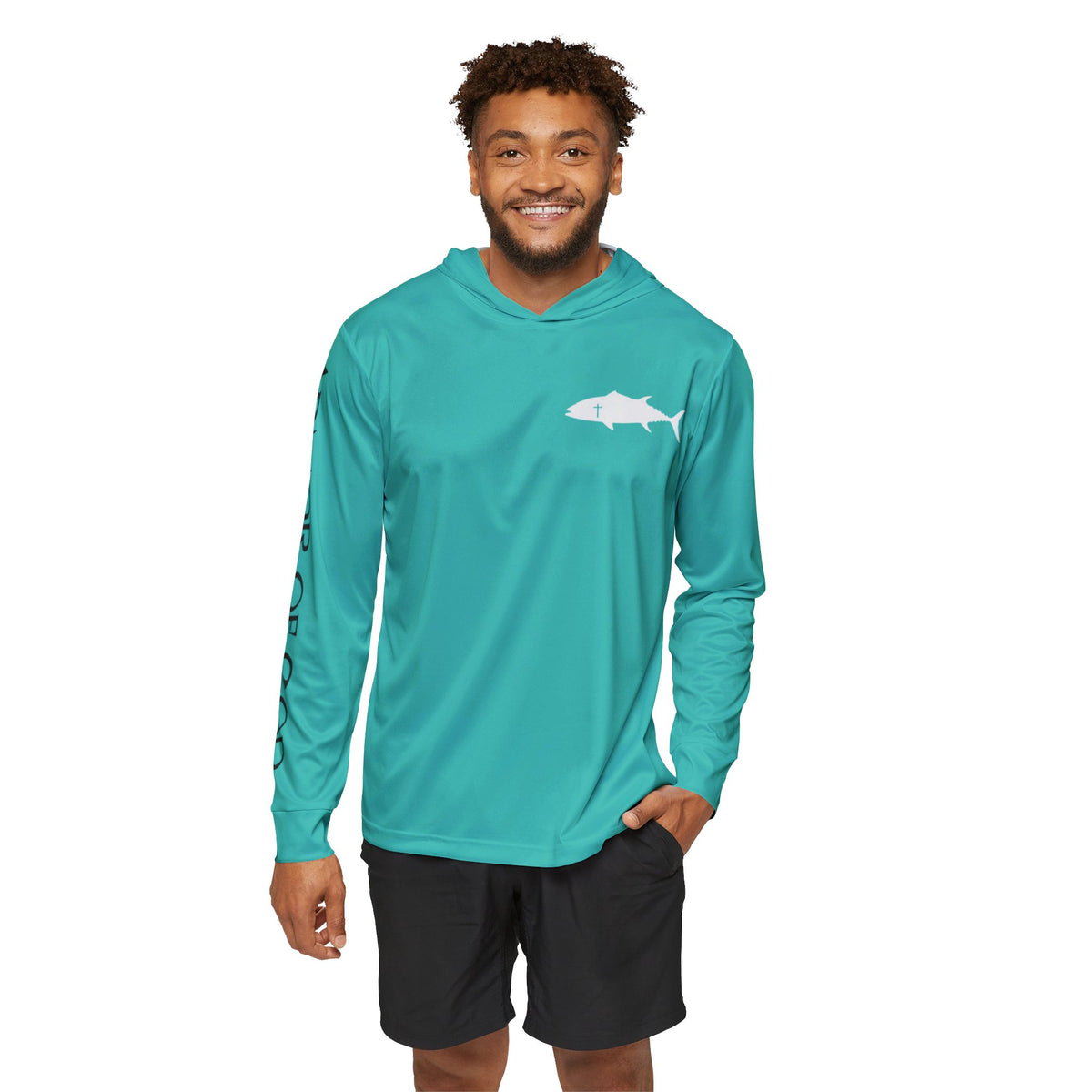 Do Not Conform Performance Hoodie - Teal - model, front view